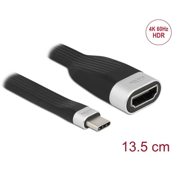 Płaski kabel wstążkowy FPC z USB-C do HDMI - DP Alt Mode 4K 60Hz 13,5cm Delock 86729