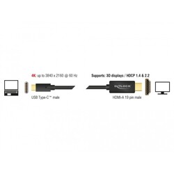 Kabel USB-C na HDMI 4K 60Hz 2m czarny Delock 85291