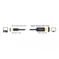 Kabel USB-C na HDMI 4K 60Hz 3m czarny Delock 85292