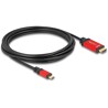 Kabel USB-C do HDMI - DP Alt Mode - 8K 60Hz z funkcją HDR 3m czerwony Delock 80097