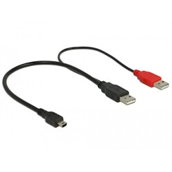 Kabel USB 2.0 Y-Kabel 2x USB 2.0 A wtyk - USB 2.0 mini wtyk 30cm Delock 83178 Kabel USB 2.0 Y-Kabel 2x USB 2.0 A wtyk - USB 2.0 mini wtyk 30cm Delock 83178