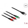 Kabel ładowarki USB 3w1 typ A do 2x Lightning / USB-C 1m Delock 86821