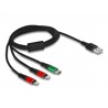 Kabel ładowarki USB 3w1 typ A do 2x Lightning / USB-C 1m Delock 86821