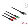 Kabel ładowarki USB 3w1 typ A do 2x Lightning / USB-C 30cm Delock 87881