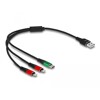 Kabel ładowarki USB 3w1 typ A do 2x Lightning / USB-C 30cm Delock 87881