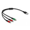 Kabel ładowarki USB 3w1 typ A do 2x Lightning / USB-C 30cm Delock 87881