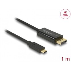 Kabel USB-C na DisplayPort męski - DP Alt Mode 4K 60Hz 1m czarny Delock 85255 Kabel USB-C na DisplayPort męski - DP Alt Mode 4K 60Hz 1m czarny Delock 85255