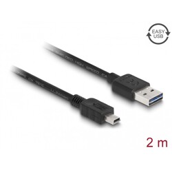 Przewód USB 2.0 typ A na USB 2.0 typ mini-B 2m czarny Delock 85554