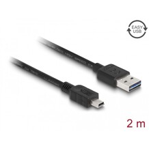 Przewód USB 2.0 typ A na USB 2.0 typ mini-B 2m czarny Delock 85554