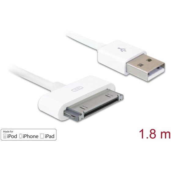 Kabel iPhone 4 USB do sychronizacji i ładowania 1,8 m biały MFI Delock 83169