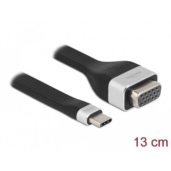 Płaski kabel wstążkowy FPC z USB-C do VGA - DP Alt Mode 13cm Delock 86730
