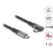 Kabel USB 40Gbps kątowy w lewo / w prawo USB PD 3.1 240W 1m Delock 81131