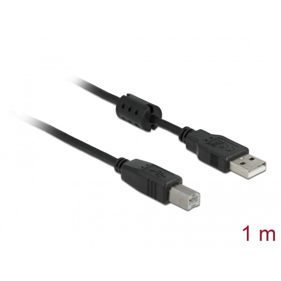 Kabel USB 2.0 A wtyk - USB 2.0 B wtyk 1m czarny Delock 83566