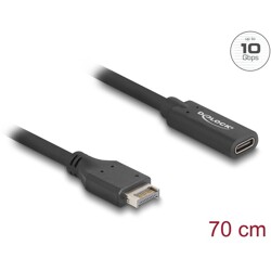 Kabel USB 10Gbps typ-E A klucz 20-pin. męski na USB-C żeński 70cm Delock 85666