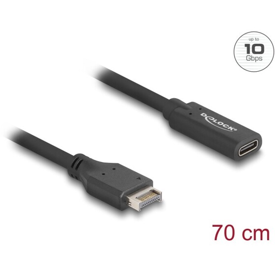Kabel USB 10Gbps typ-E A klucz 20-pin. męski na USB-C żeński 70cm Delock 85666