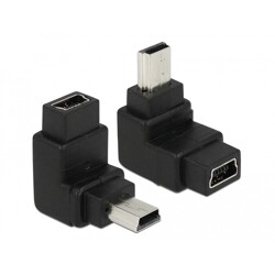 Adapter USB mini B 5-pin. wtyk/gniazdo 90° Delock 65096