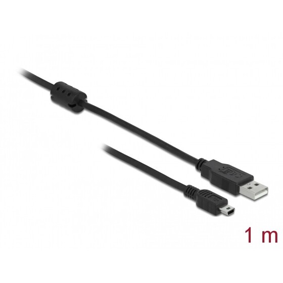 Kabel USB 2.0 A wtyk - USB 2.0 mini-B wtyk 1m czarny Delock 82273