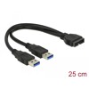 Kabel USB 3.0 wtyk 2,00 mm raster 20 pin - 2x USB 3.0 typ A wtyk 25cm Delock 83910