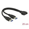 Kabel USB 3.0 wtyk 2,00 mm raster 20 pin - 2x USB 3.0 typ A wtyk 25cm Delock 83910