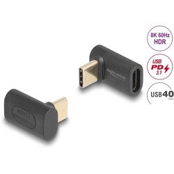 Adapter USB 40Gbps USB-C PD 3.1 240W męsko-żeński kątowy 8K 60Hz Delock 60246