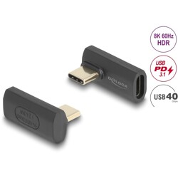 Adapter USB 40Gbps USB-C PD 3.1 240W męsko-żeński obrócony kątowy w lewo / w prawo 8K 60Hz Delock 60244