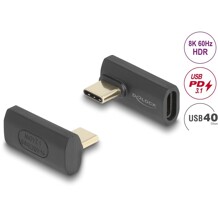 Adapter USB 40Gbps USB-C PD 3.1 240W męsko-żeński obrócony kątowy w lewo / w prawo 8K 60Hz Delock 60244