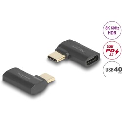 Adapter USB 40Gbps USB-C PD 3.1 240W męsko-żeński kątowy w lewo / w prawo 8K 60Hz Delock 60245