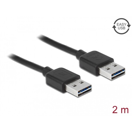Przewód USB 2.0 typ A na USB 2.0 typ A 2m czarny Delock 85556