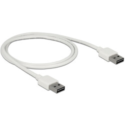 Przewód USB 2.0 typ A na USB 2.0 typ A 1m biały Delock 85193