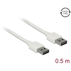 Przewód USB 2.0 typ A na USB 2.0 typ A 50cm biały Delock 85192