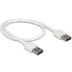 Przewód USB 2.0 typ A na USB 2.0 typ A 50cm biały Delock 85192