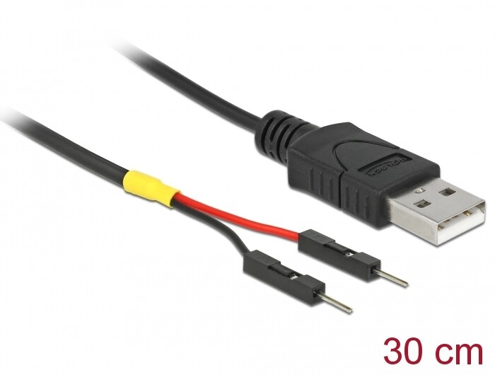 Kabel zasilający USB typ A do 2x pin wtyk męski rozdzielony 30cm Delock 85402
