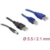 Kabel zasilający USB - DC 5,5 x 2,1mm wtyk + USB-B 30cm Delock 82461