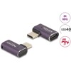 Adapter USB 40Gbps USB-C PD 3.1 240W męsko-żeński kątowy w lewo / w prawo 8K 60Hz metalowy Delock 60287