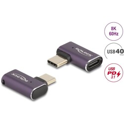 Adapter USB 40Gbps USB-C PD 3.1 240W męsko-żeński kątowy w lewo / w prawo 8K 60Hz metalowy Delock 60287