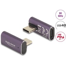 Adapter USB 40Gbps USB-C PD 3.1 240W męsko-żeński obrócony kątowy w lewo / w prawo 8K 60Hz metalowy Delock 60288