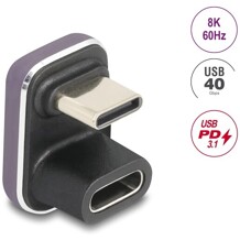 Adapter USB-C 180° kątowy 40Gbps PD 3.1 240W męsko-żeński U-kształt 8K 60Hz metal Delock 60737