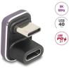 Adapter USB-C 180° kątowy 40Gbps PD 3.1 240W męsko-żeński U-kształt 8K 60Hz metal Delock 60737
