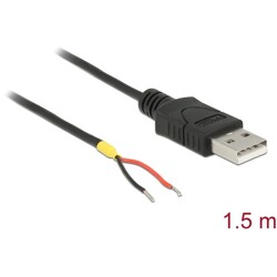 Przewód USB 2.0 typ A wtyk męski - 2x wyprowadzenia zasilania 1,5m Raspberry Pi Delock 85664