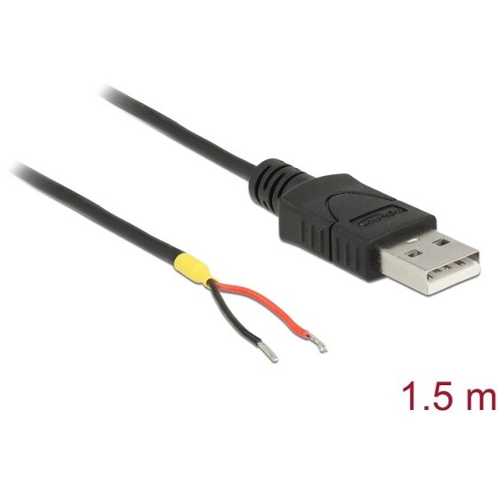 Przewód USB 2.0 typ A wtyk męski - 2x wyprowadzenia zasilania 1,5m Raspberry Pi Delock 85664