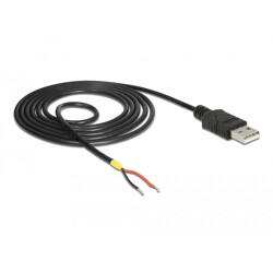 Przewód USB 2.0 typ A wtyk męski - 2x wyprowadzenia zasilania 1,5m Raspberry Pi Delock 85664