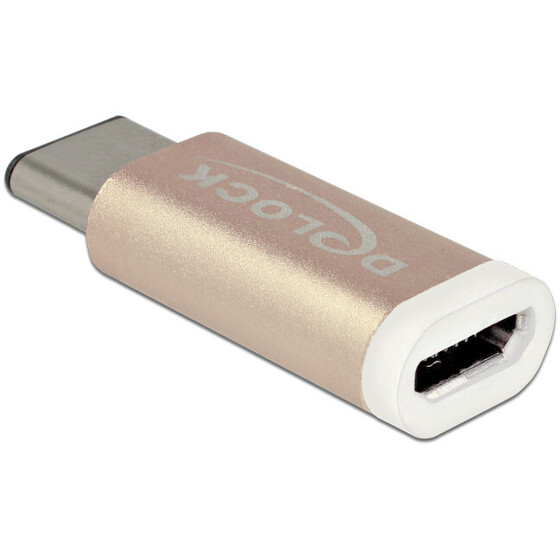 Adapter USB 2.0 micro-B wtyk żeński - USB-C 2.0 z wtykiem męskim miedziany Delock 65677