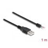 Kabel USB 2.0 typ A męski na 4x oddzielne żyły 1m czarny Delock 64184