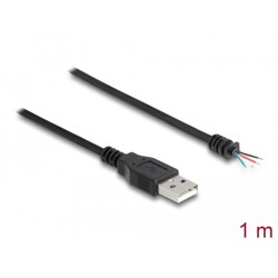 Kabel USB 2.0 typ A męski na 4x oddzielne żyły 1m czarny Delock 64184