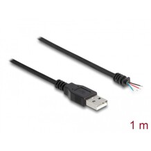Kabel USB 2.0 typ A męski na 4x oddzielne żyły 1m czarny Delock 64184