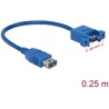 Przewód USB 3.0 typ A wtyk żeński na USB 3.0 typ A wtyk żeński do zabudowy panel. 25cm Delock 85111