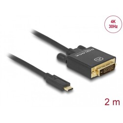 Kabel USB-C na DVI 24+1 męski - DP Alt Mode - 4K 30Hz 2m czarny Delock 85321