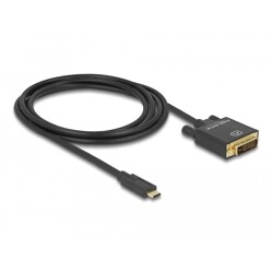 Kabel USB-C na DVI 24+1 męski - DP Alt Mode - 4K 30Hz 2m czarny Delock 85321