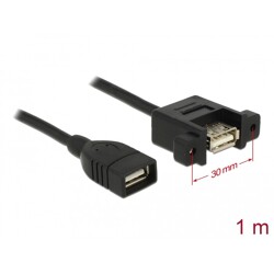 Przewód USB 2.0 typ A wtyk żeński na USB 2.0 typ A wtyk żeński do zabudowy panel. 1m Delock 85460