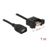 Przewód USB 2.0 typ A wtyk żeński na USB 2.0 typ A wtyk żeński do zabudowy panel. 1m Delock 85460